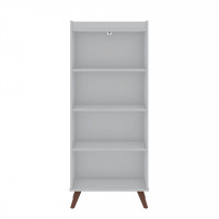 Manhattan Comfort 12PMC1 Hampton 4-Tier Bookcase with Solid Wood Legs in White